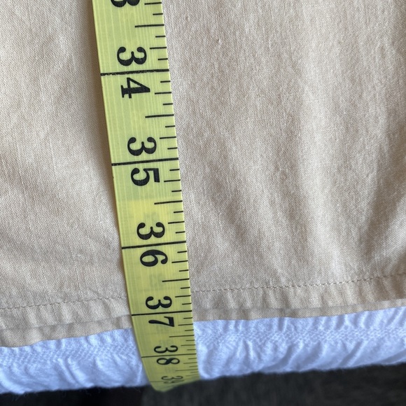 Made In Nepal cream coloured sleeveless dress/green button high neck closure. S - Picture 14 of 16